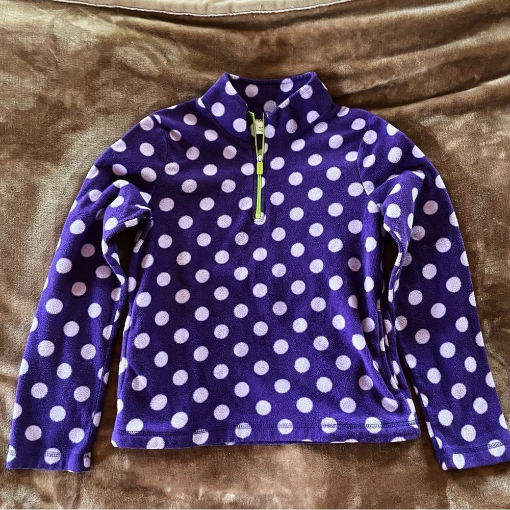 Danskin Girls Purple and White Polka Dot Sweater with Zip Size 14-16